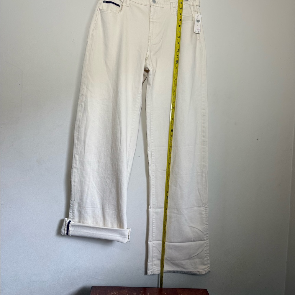NWT Abercombie Pilcro Ivory Flare Wide Leg Jeans Size 31 Selvedge Style